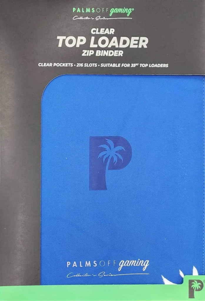 Collector's Series TOP LOADER Zip Binder In Clear Blue – For Card Storage By Palms Off Gaming